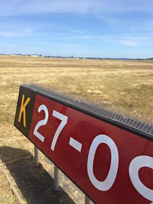 Runway sign side with nixalite installed